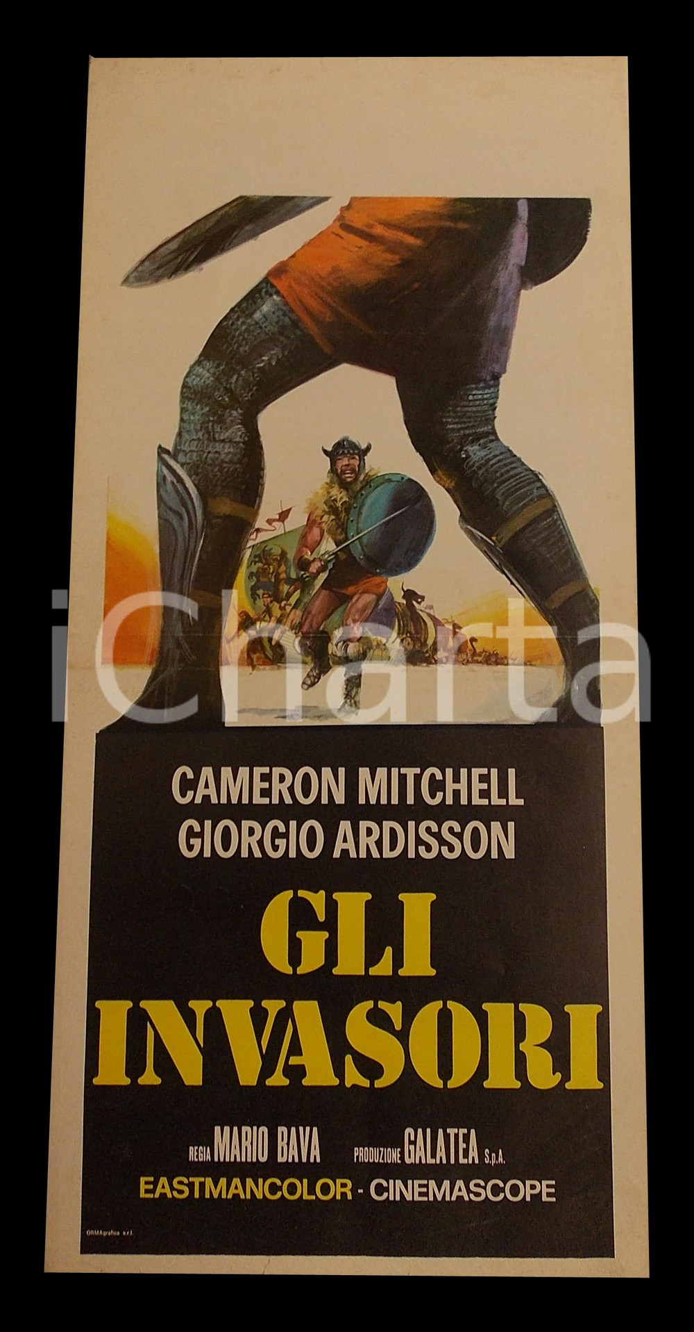 Materiale cinematografico d’epoca 1961 GLI INVASORI Mario BAVA Cameron MITCHELL George ARDISSON Manifesto 32x70 1