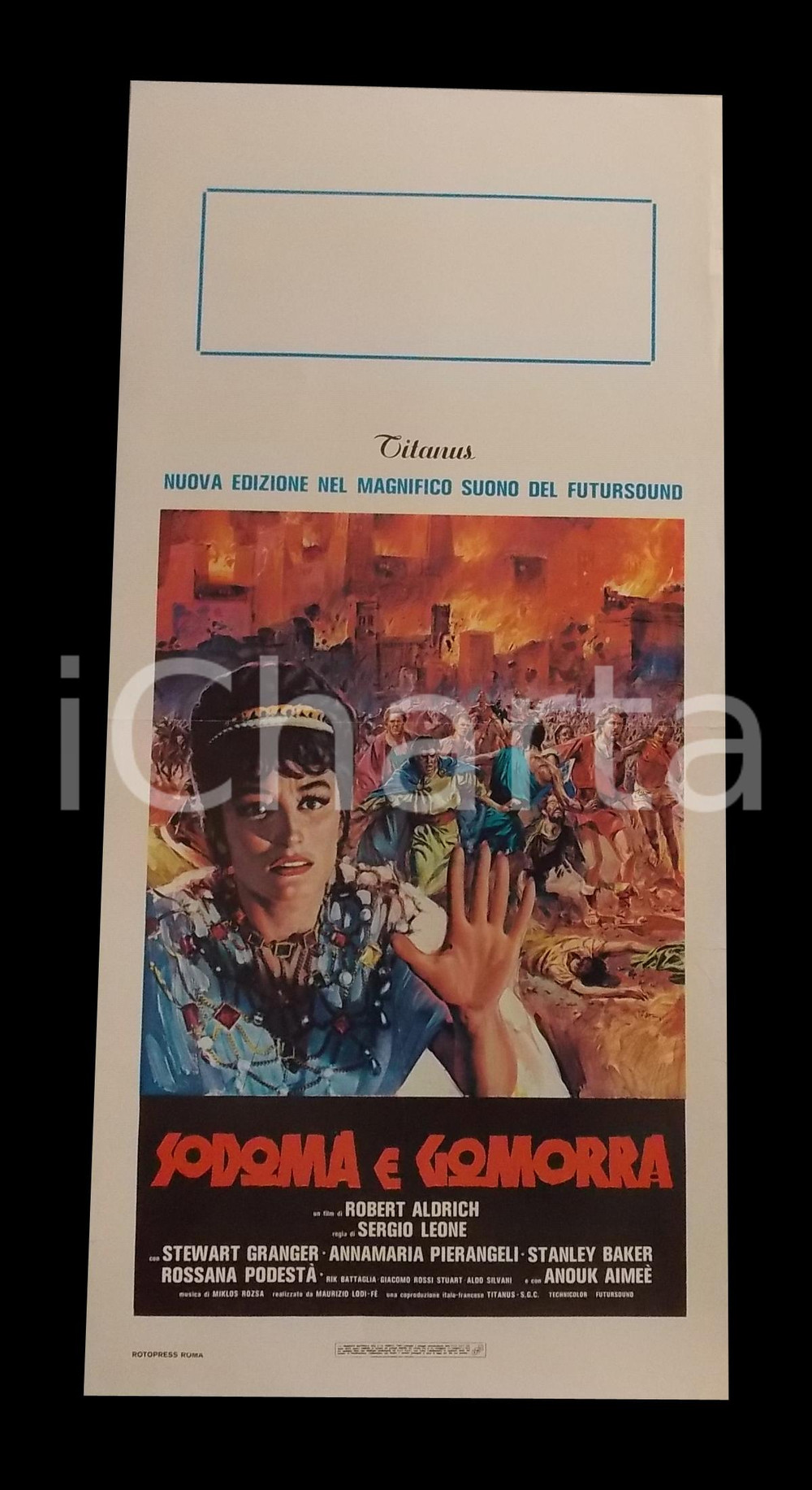 Materiale cinematografico d’epoca 1962 SODOMA E GOMORRA Stewart GRANGER Pier ANGELI Stanley BAKER Manifesto 32x70 1