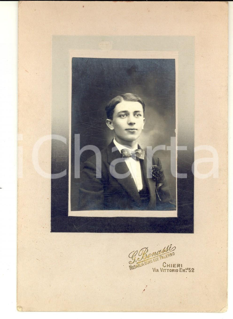 Fotografia d epoca originale 1910 ca CHIERI Ritratto di adolescente in abito scuro Foto Giuseppe BENASSI 1