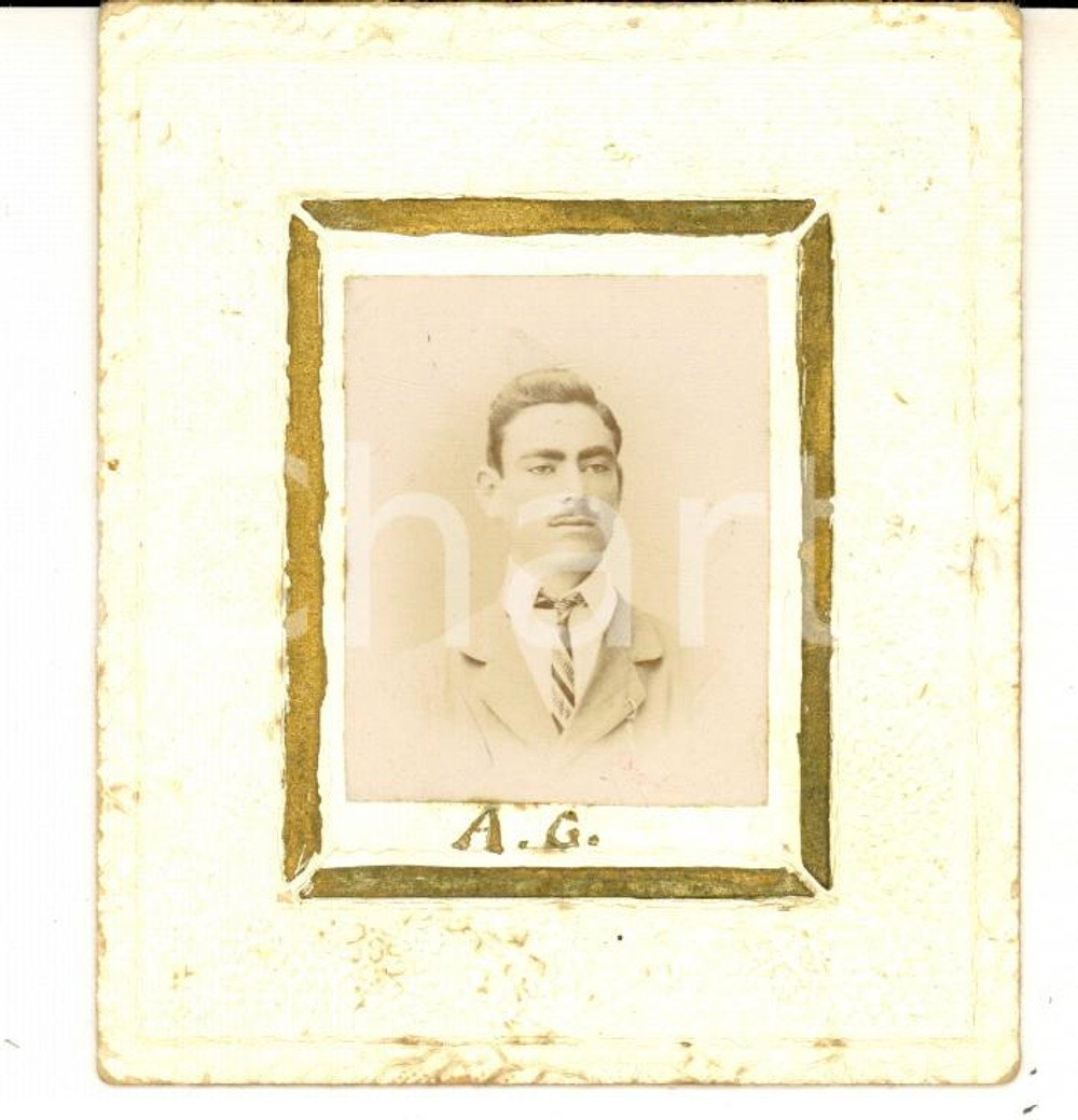 Fotografia d epoca originale 1900 ca MONTELEONE Ritratto di giovane borghese Foto Francesco NICOTRA 9x9 1