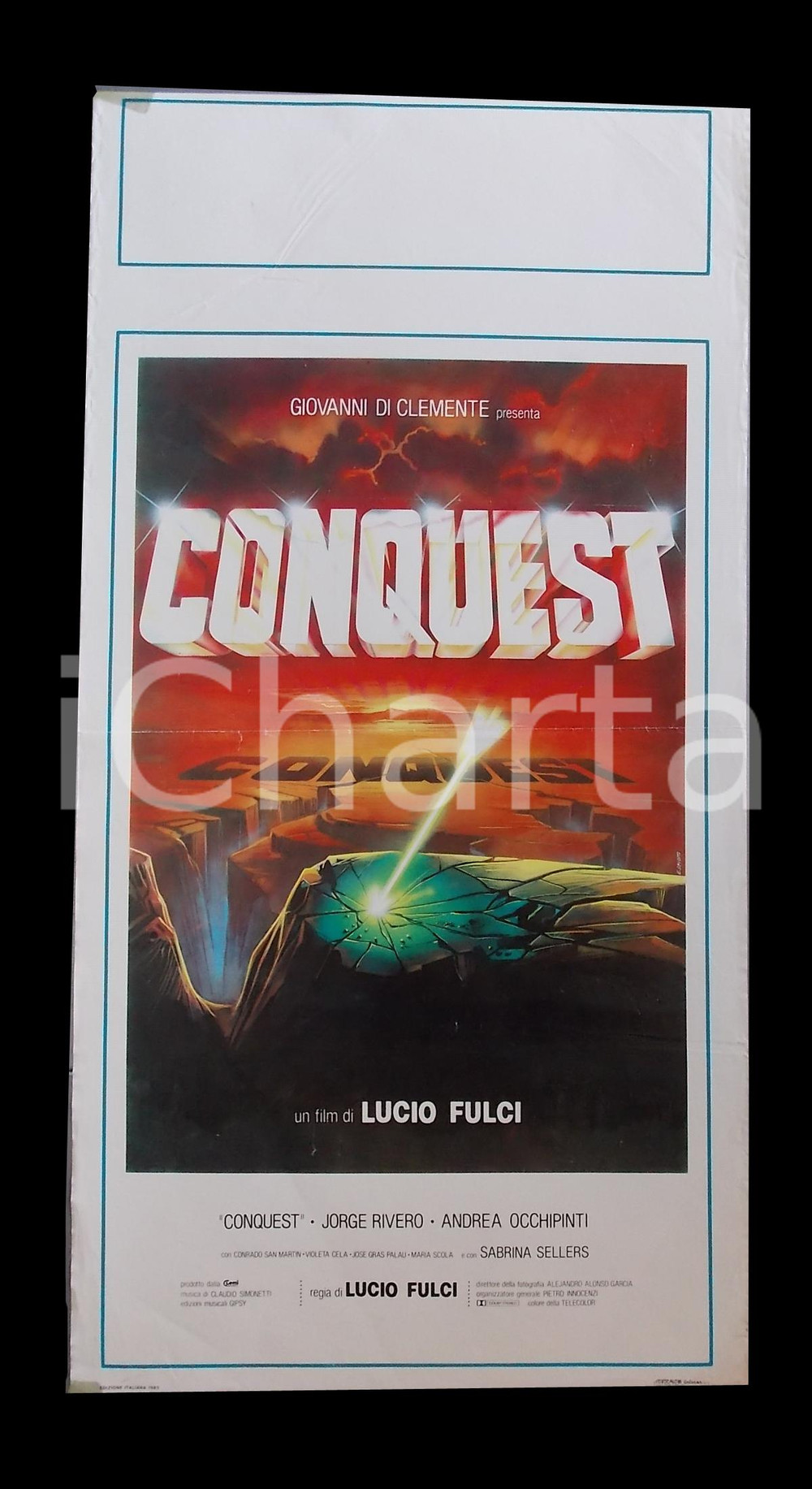 Materiale cinematografico d’epoca 1983 CONQUEST Lucio FULCI Jorge RIVERO Andrea OCCHIPINTI Manifesto 32x67 cm 1