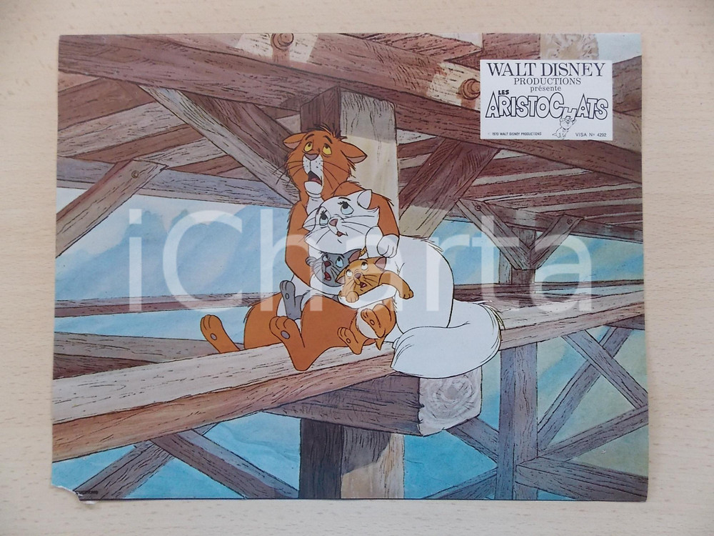 Materiale cinematografico d’epoca 1970 GLI ARISTOGATTI Walt DISNEY  Romeo e Duchessa sotto il ponte Lobby card 1