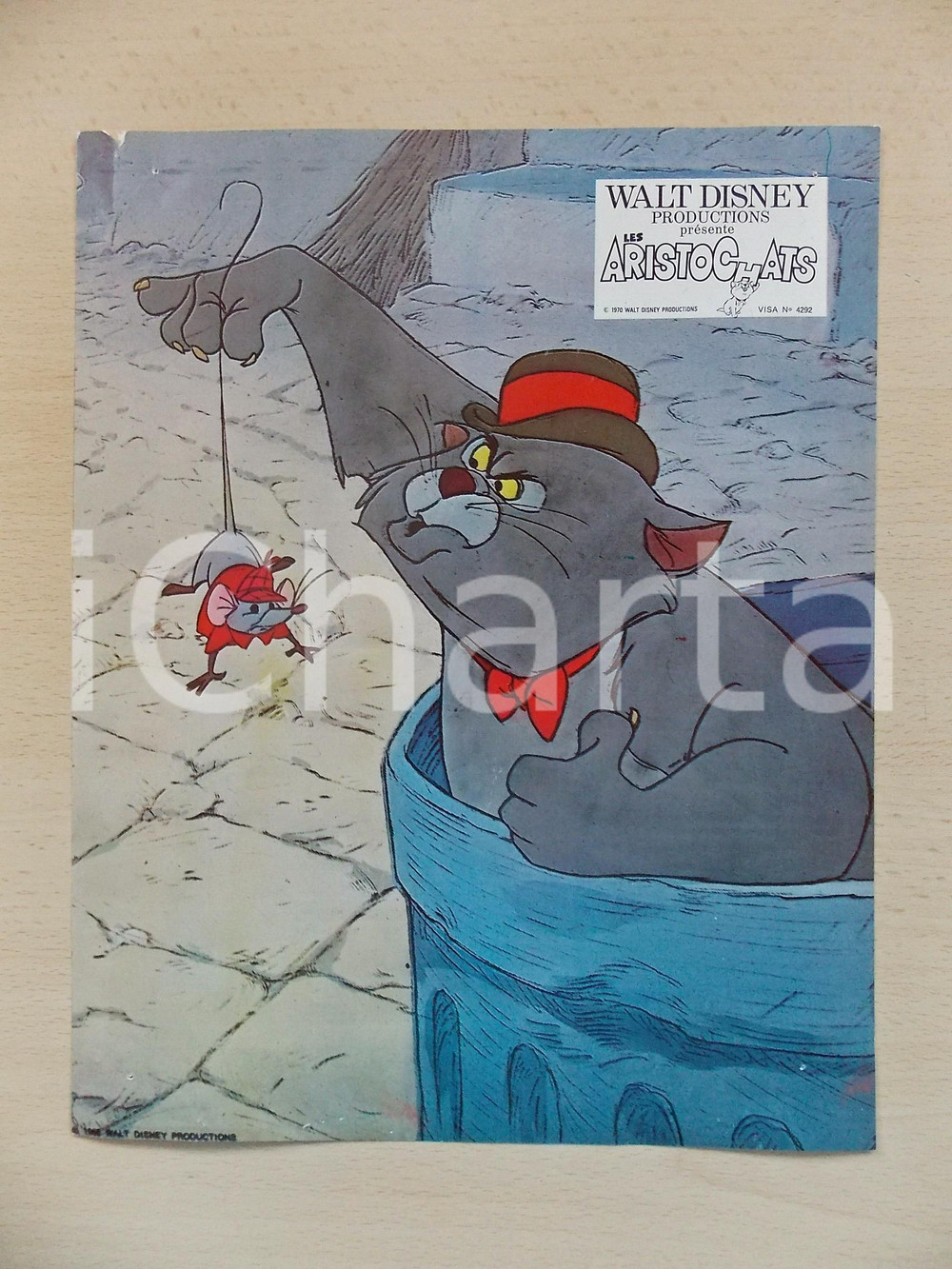 Materiale cinematografico d’epoca 1970 GLI ARISTOGATTI Walt DISNEY  Scat Cat cattura il topo Groviera Lobby card 1