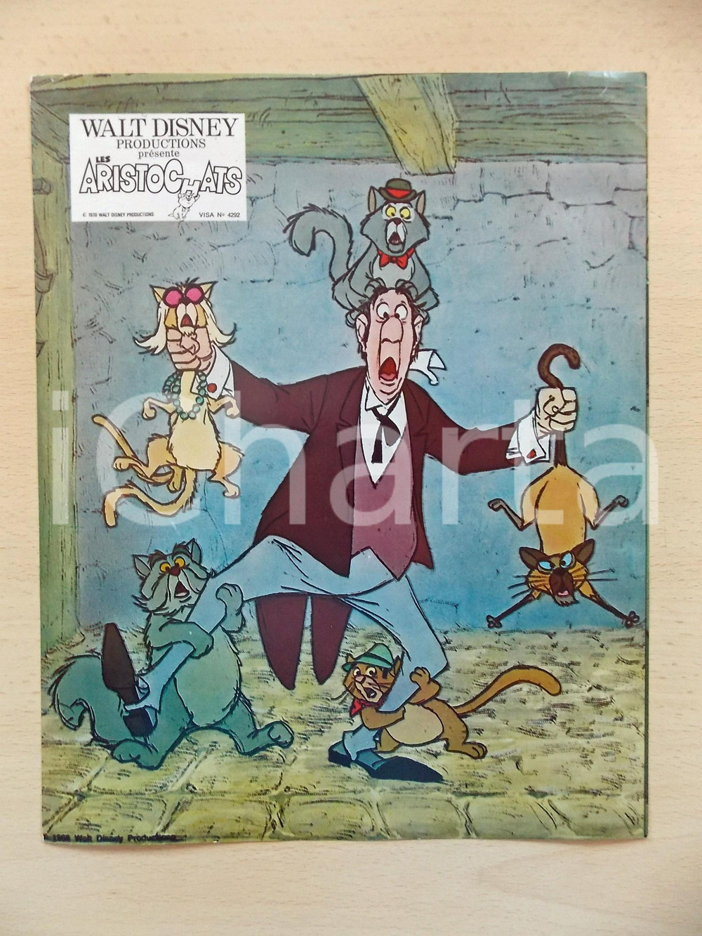 Materiale cinematografico d’epoca 1970 GLI ARISTOGATTI Walt DISNEY  Gatti attaccano maggiordomo Edgar Lobby card 1