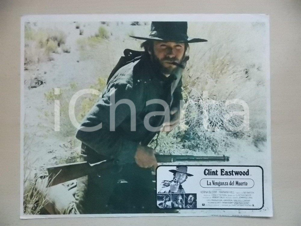 Materiale cinematografico d’epoca 1973 LO STRANIERO SENZA NOME Clint EASTWOOD in agguato Lobby card 34x28 cm 1