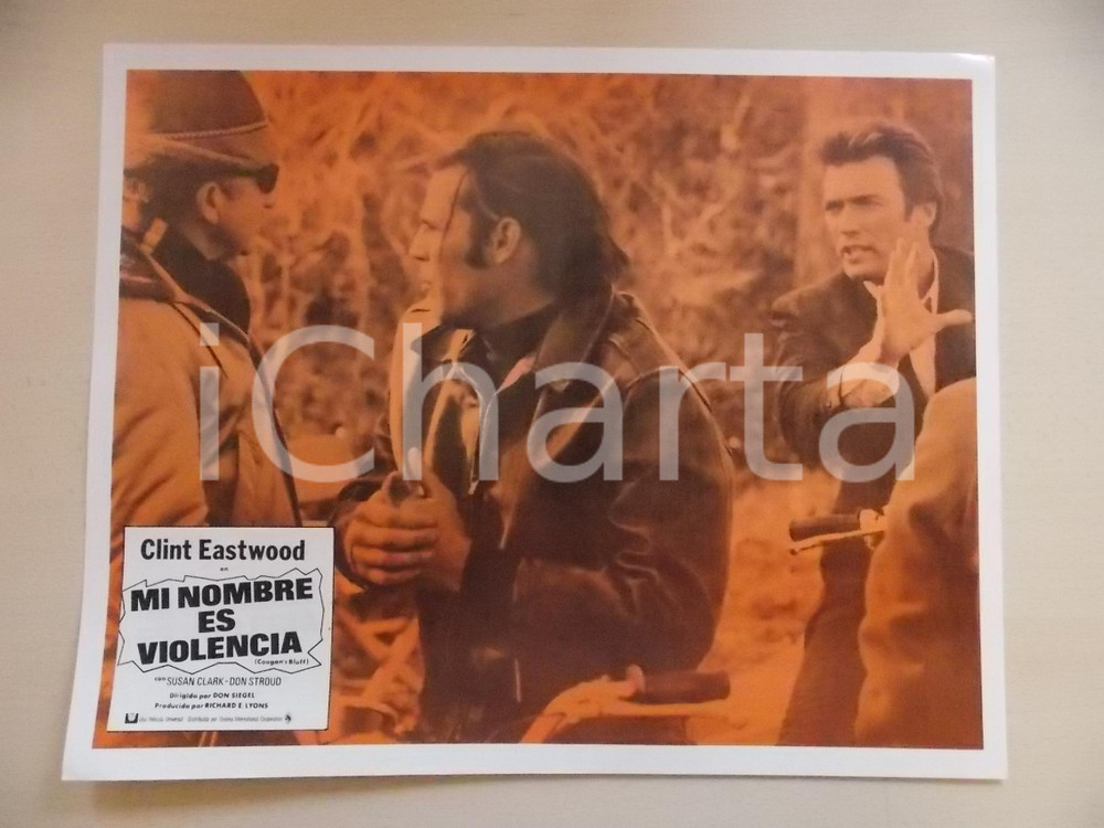 Materiale cinematografico d’epoca 1968 L UOMO DALLA CRAVATTA DI CUOIO Clint EASTWOOD Don STROUD Lobby card 35x28 1