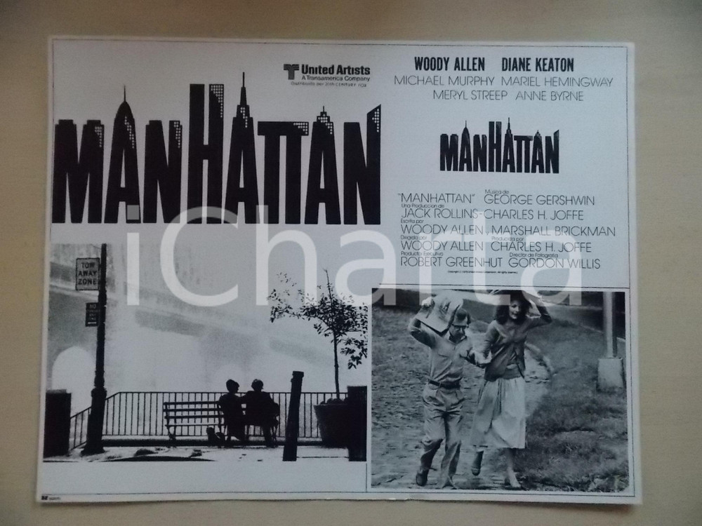 Materiale cinematografico d’epoca 1979 MANHATTAN Woody ALLEN e Diane KEATON Lobby card 40x31 EDIZIONE MESSICANA 1