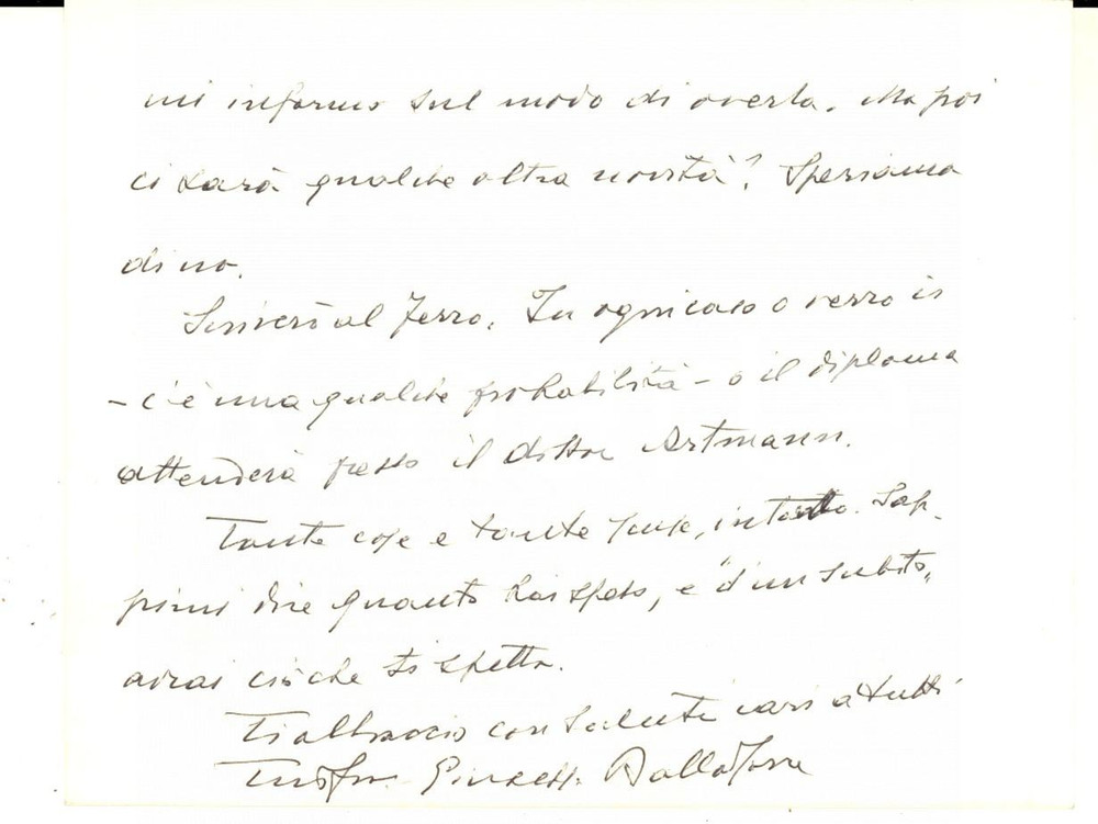 Autografo originale 1964 ROMA L OSSERVATORE ROMANO Biglietto auguri Giuseppe DALLA TORRE Autografo 1