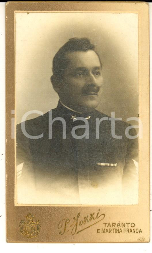 Fotografia d epoca originale 1910 ca TARANTO REGIO ESERCITO Ritratto di ufficiale Foto Pietro TOZZI CDV 1