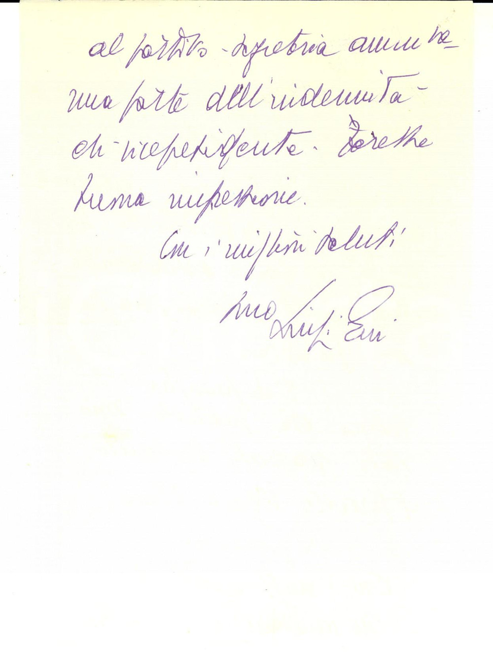 Autografo originale 1975 ROMA Ministro dell Interno Luigi GUI a favore di una giovane  Autografo 1