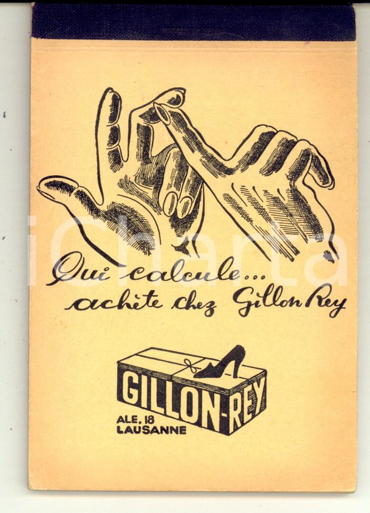 Materiale pubblicitario d’epoca 1960 ca LAUSANNE Chaussures GILLONREY  Blocco per appunti pubblicitario 1
