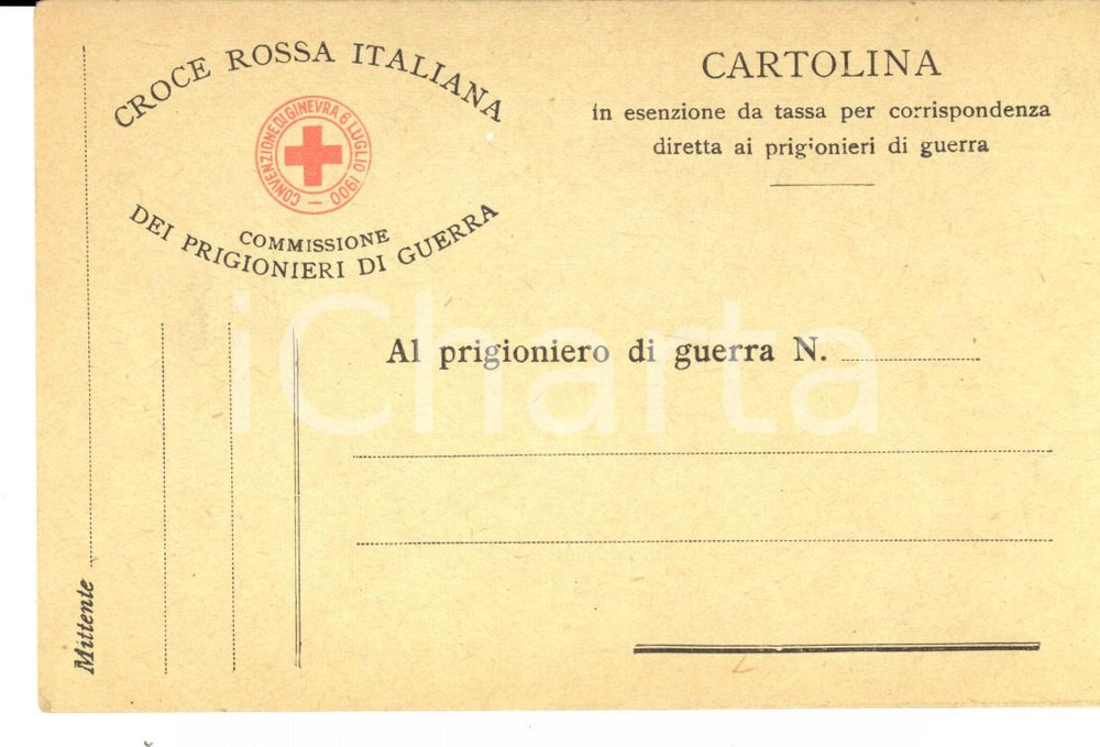 Cartolina originale da collezione 1915 ca WW1 CROCE ROSSA Commissione dei prigionieri di guerra  Cartolina FP 1