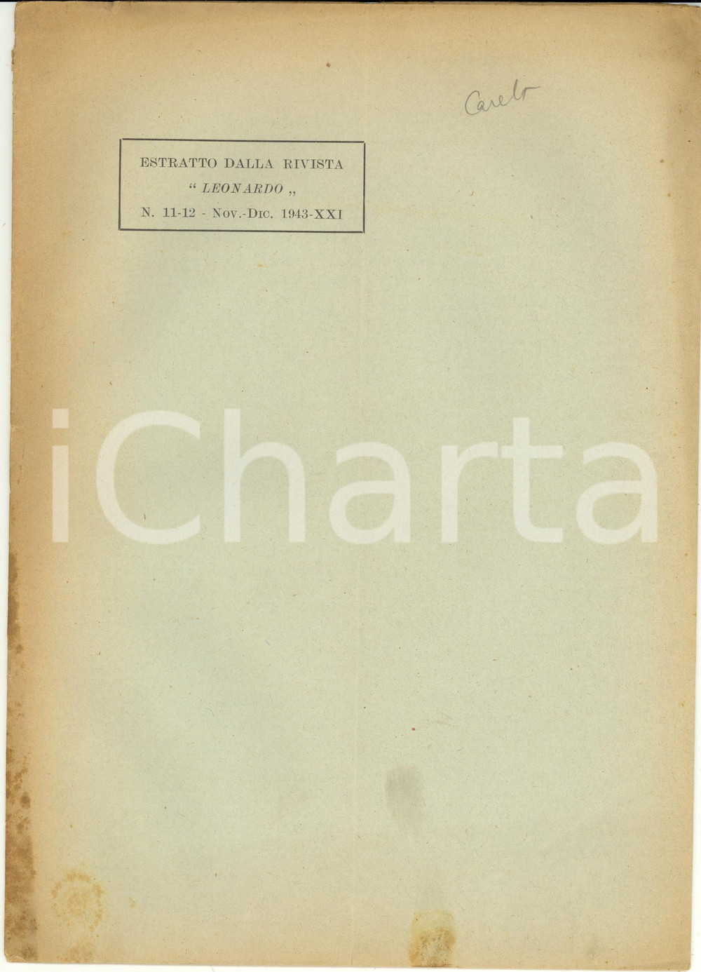 Libro, pubblicazione d epoca 1943 Lanfranco CARETTI Per un futuro apparato critico delle rime di Della Casa 1