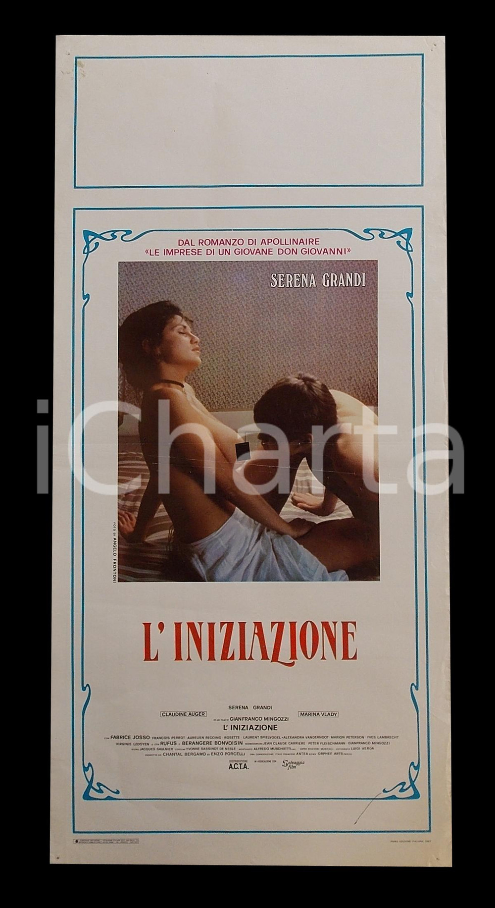 Materiale cinematografico d’epoca 1987 L INIZIAZIONE Serena GRANDI Claudine AUGIER Marina VLADY Manifesto EROTICO 1