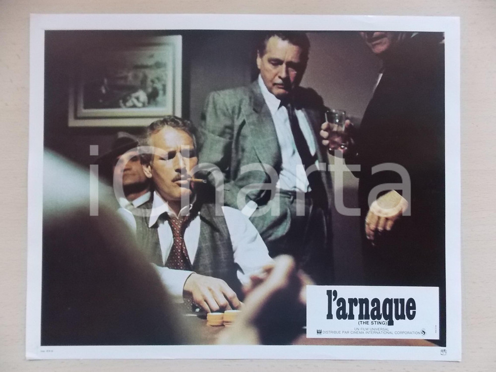 Materiale cinematografico d’epoca 1973 LA STANGATA Paul NEWMAN gioca a poker Lobby card EDIZIONE FRANCESE 29x23 1