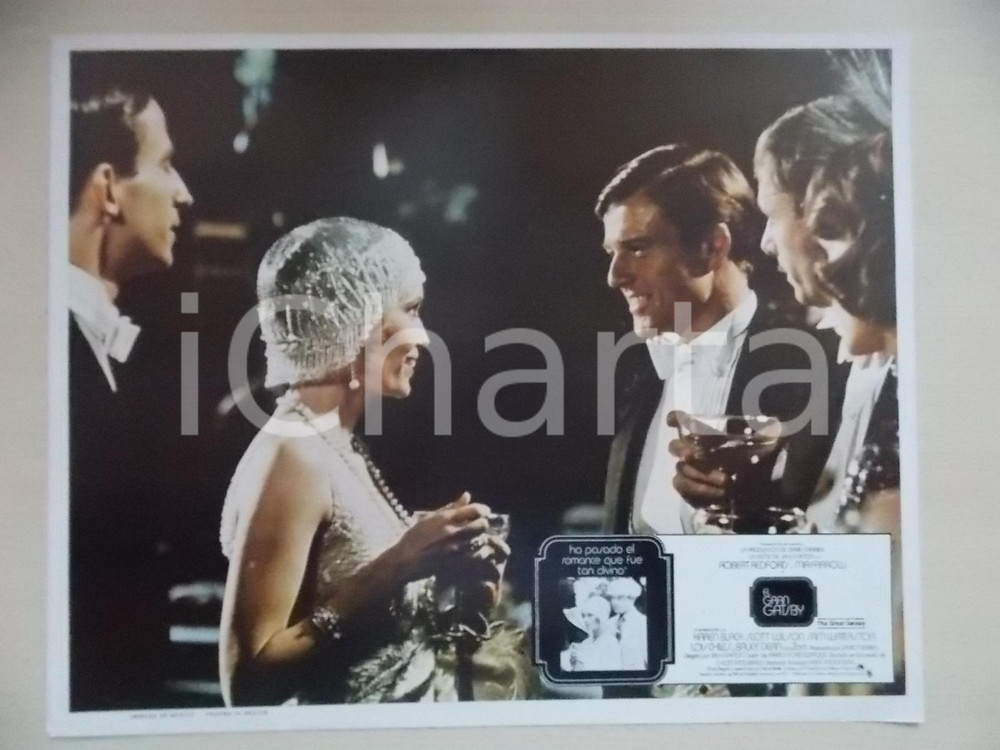 Materiale cinematografico d’epoca 1974 GREAT GATSBY Robert REDFORD Mia FARROW at party Lobby card MEXICAN EDITION 1