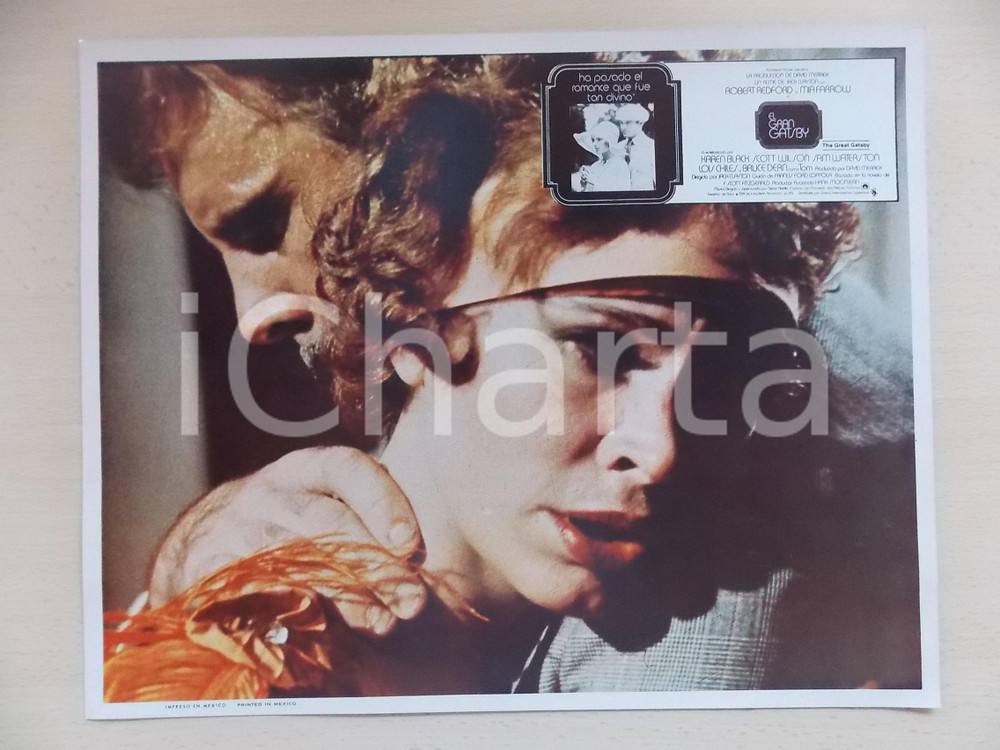 Materiale cinematografico d’epoca 1974 GREAT GATSBY Robert REDFORD hugs Mia FARROW Lobby card MEXICAN EDITION 1