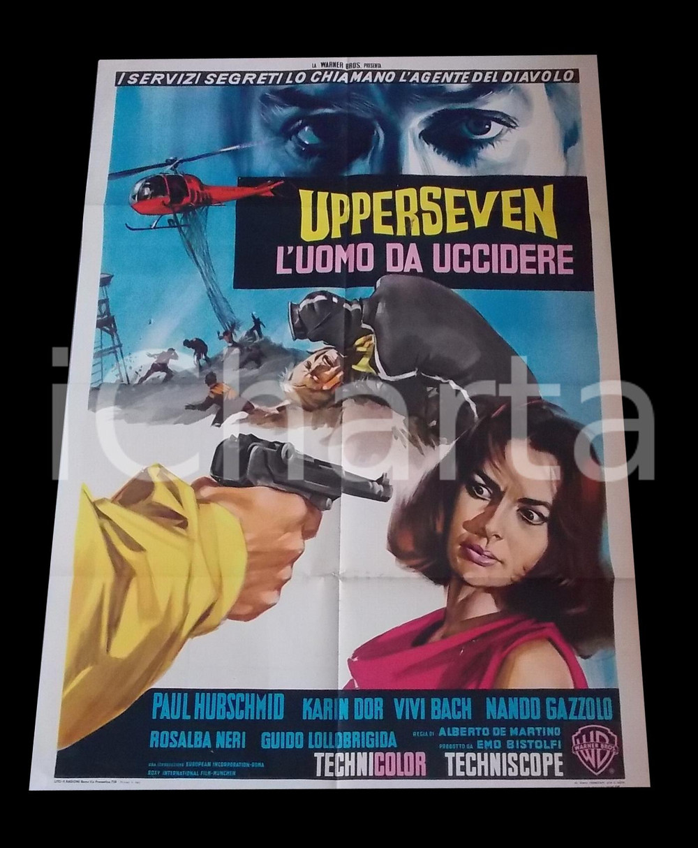 Materiale cinematografico d’epoca 1966 UPPERSEVEN L uomo da uccidere  Paul HUBSCHMID Karin DIOR Manifesto 1