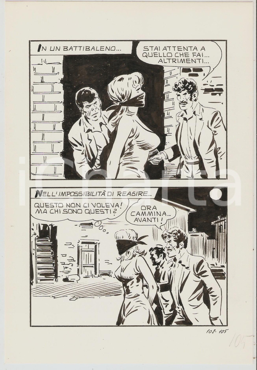 Opera d’arte autentica 1970 ca BONNIE n.108 tav.105 Originale Camillo ZUFFI  Rapimento  EDIPERIODICI 1