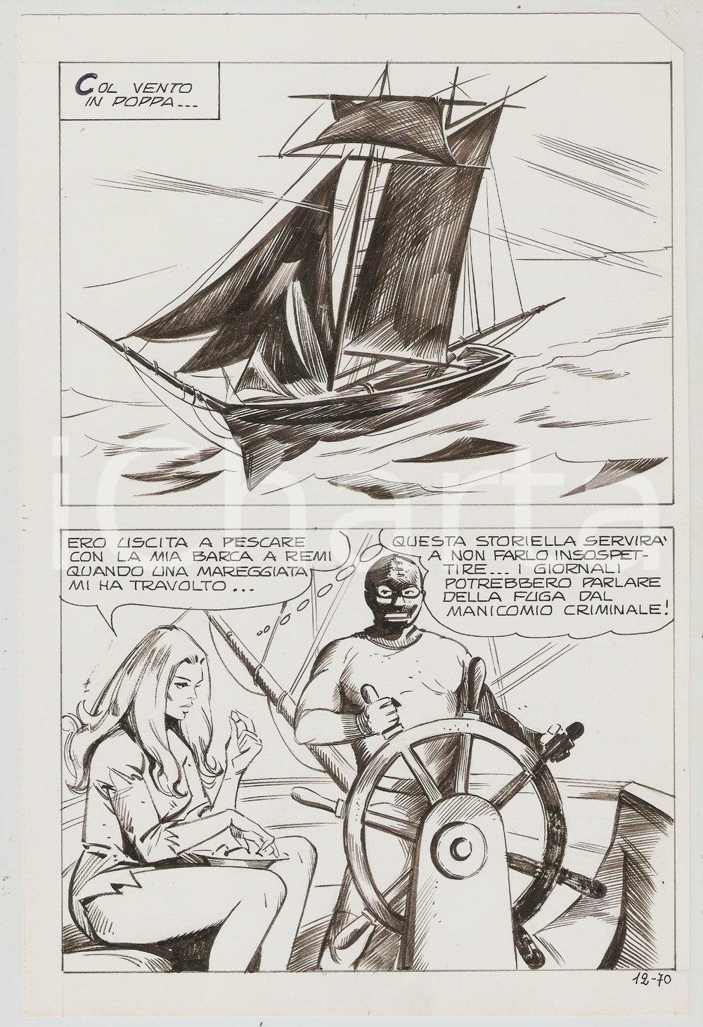 Opera d’arte autentica 1980 ca CIMITERIA n.12 tav. 70 Originale di TONELLI Fumetto erotico EDIFUMETTO 1