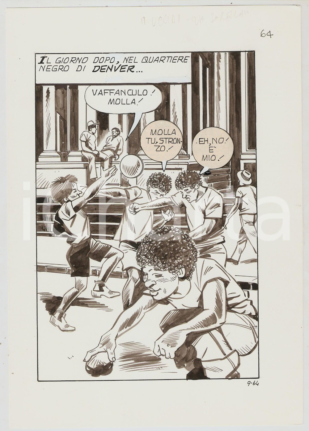 Opera d’arte autentica 1975 ca UCCIDI TUA SORELLA Vincenzo NISCO Tav.64 originale  Sobborghi di DENVER 1