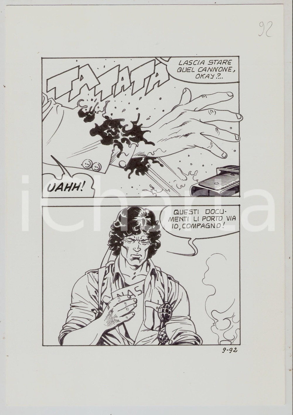 Opera d’arte autentica 1985 ca RAIMBO n.9 tav.92 originale Lucio FILIPPUCCI Edifumetto 1