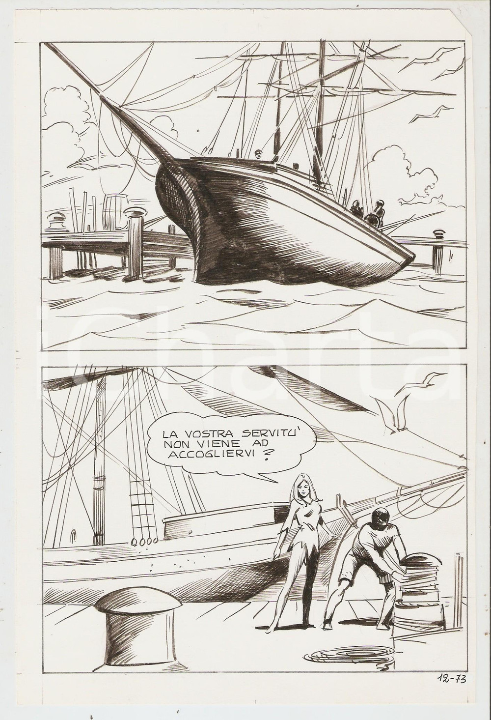 Opera d’arte autentica 1980 ca CIMITERIA n.12 tav. 73 Originale di TONELLI Fumetto erotico EDIFUMETTO 1