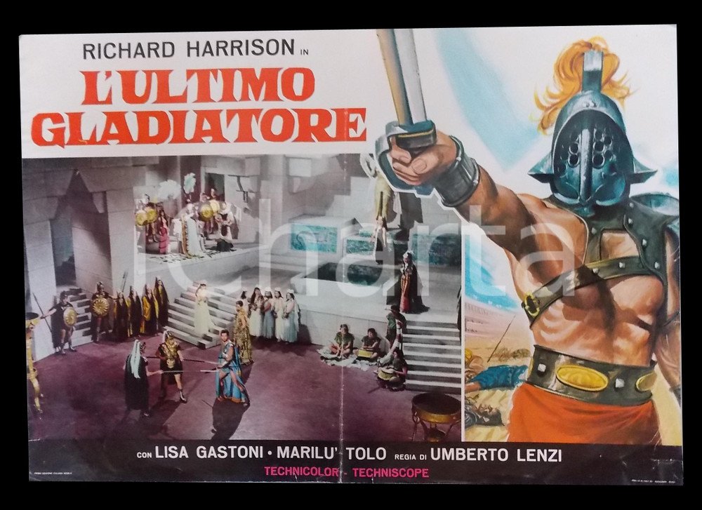 Materiale cinematografico d’epoca 1964 L ULTIMO GLADIATORE Umberto LENZI Richard HARRISON Lisa GASTONI Lobby card 1