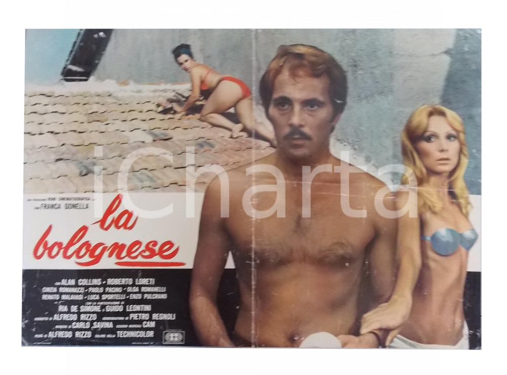 Materiale cinematografico d’epoca 1973 LA BOLOGNESE Franca GONELLA Luciano PIGOZZI Olga ROMANELLI Lobby card 63x45 1