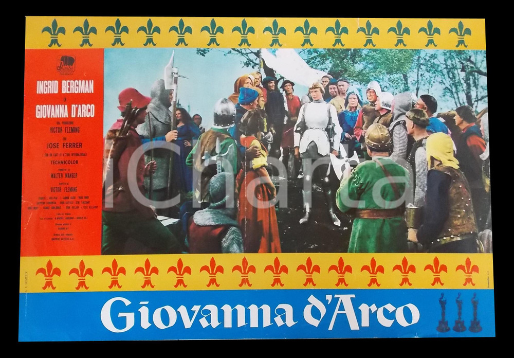Materiale cinematografico d’epoca 1948 GIOVANNA D ARCO Ingrid BERGMAN José FERRER Victor FLEMING Lobby card 63x45 1