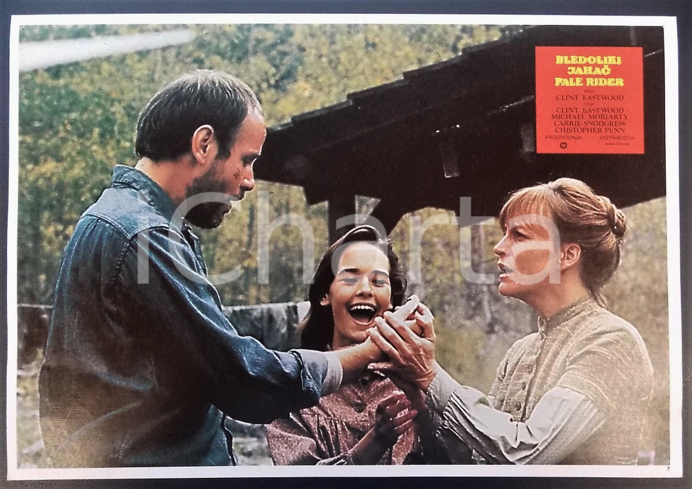 Materiale cinematografico d’epoca 1985 PALE RIDER Michael MORIARTY Sydney PENNY Carrie SNODGRESS Lobby card 1