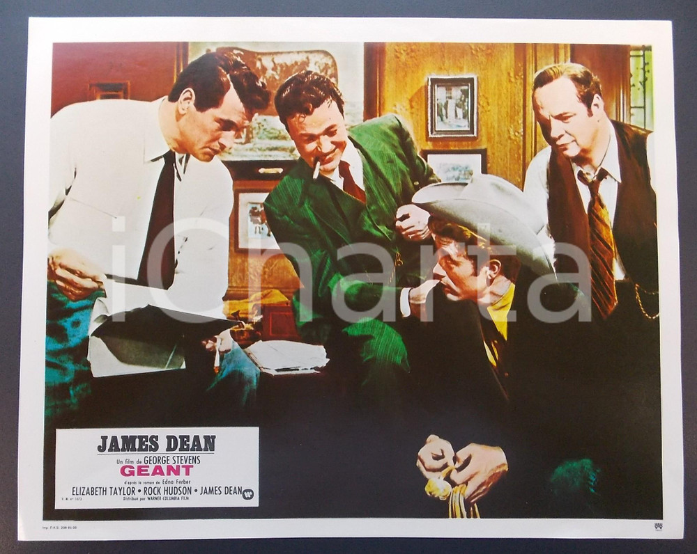 Materiale cinematografico d’epoca 1970 ca IL GIGANTE James DEAN Rock HUDSON Monte HALE Lobby card ED. FRANCESE 1