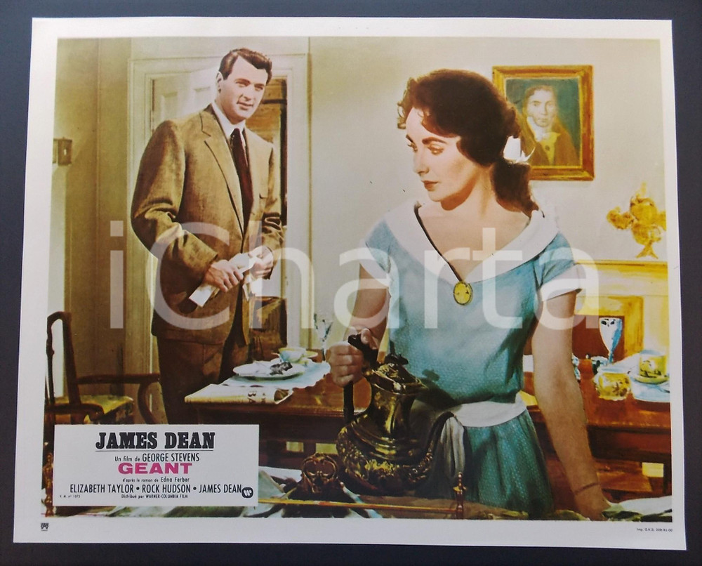 Materiale cinematografico d’epoca 1970 ca IL GIGANTE Rock HUDSON Elizabeth TAYLOR Lobby card EDIZIONE FRANCESE 1