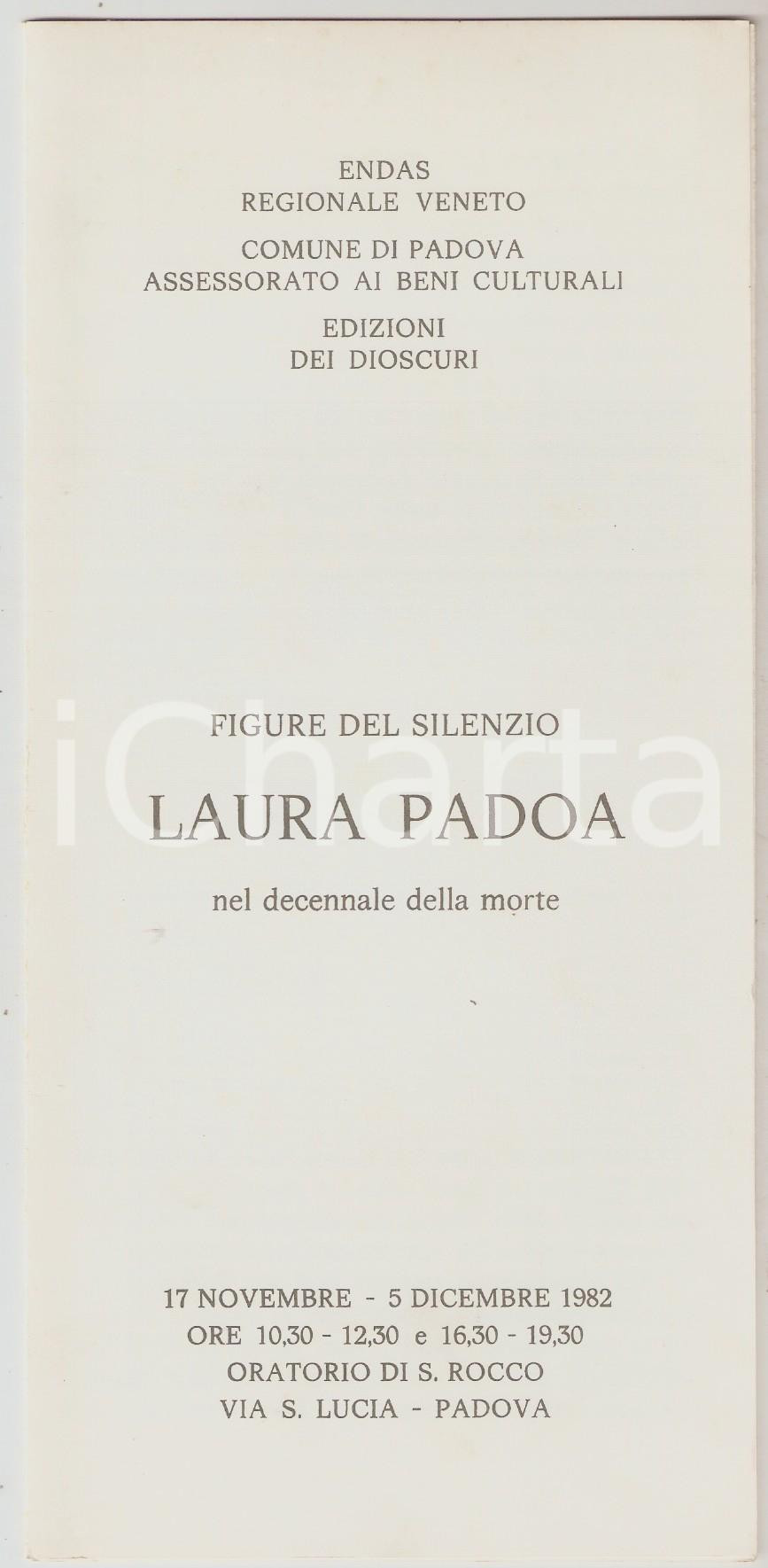 Materiale pubblicitario d’epoca 1982 PADOVA Oratorio San Rocco  Laura PADOA Figure nel silenzio Pieghevole 1