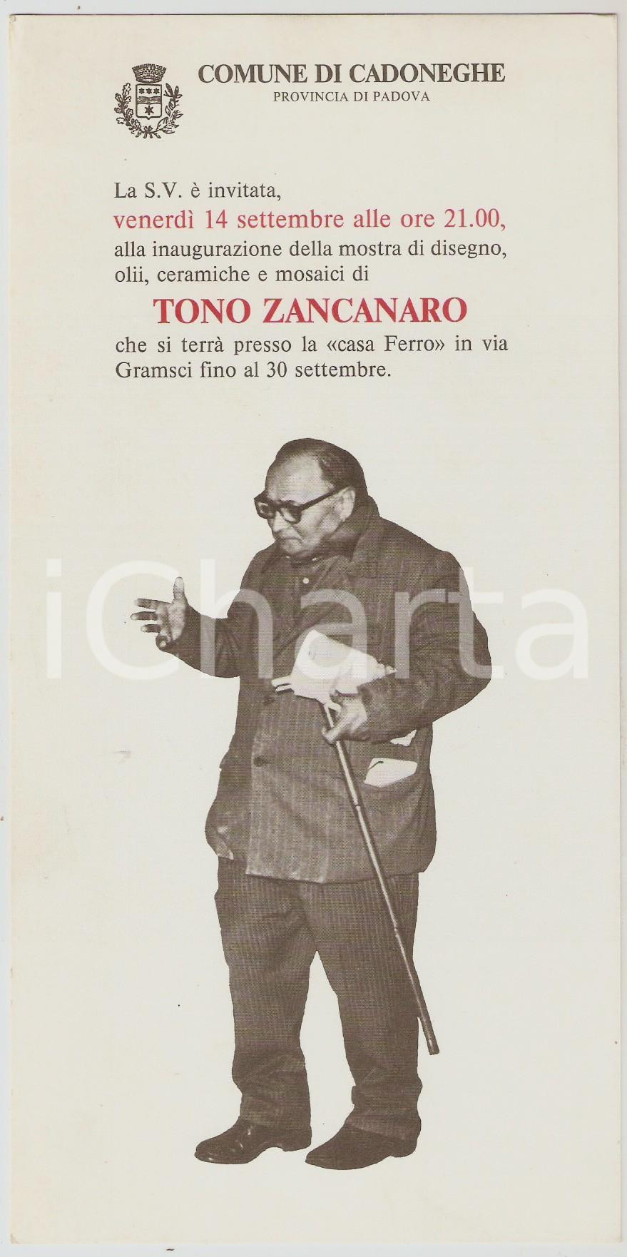 Materiale pubblicitario d’epoca 1983 CADONEGHE Casa del ferro  Mostra di Tono ZANCANARO Invito inaugurazione 1