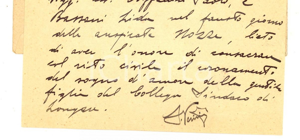 Autografo originale 1925 MONTEROSSO AL MARE Serafino VERINI  Gabinetto commissario prefettizio 1