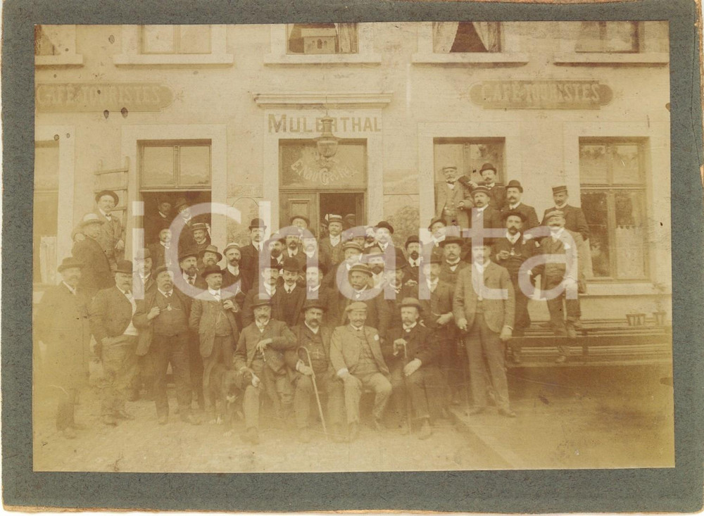 Fotografia d epoca originale 1910 ca BRUXELLES Vue du MULENTHAL CafÃ© touristes  Photo RARE VINTAGE ANIMEE 1