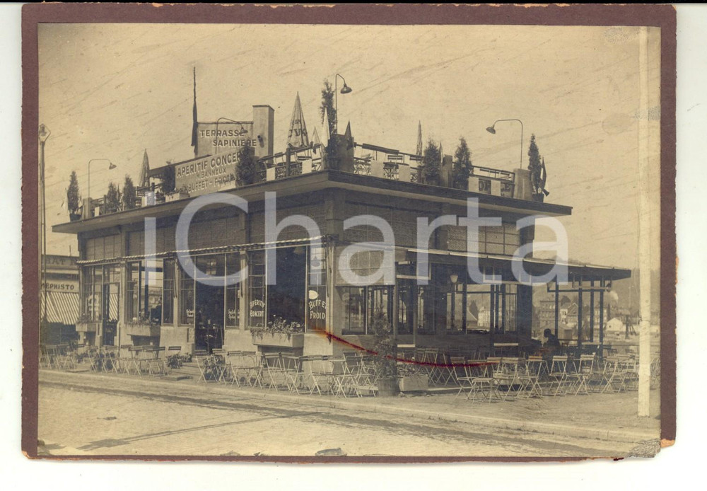 Fotografia d epoca originale 1910 ca BRUXELLES ? Salle apÃ©ritifconcert M. BANNEUX  Terrasse Photo 1
