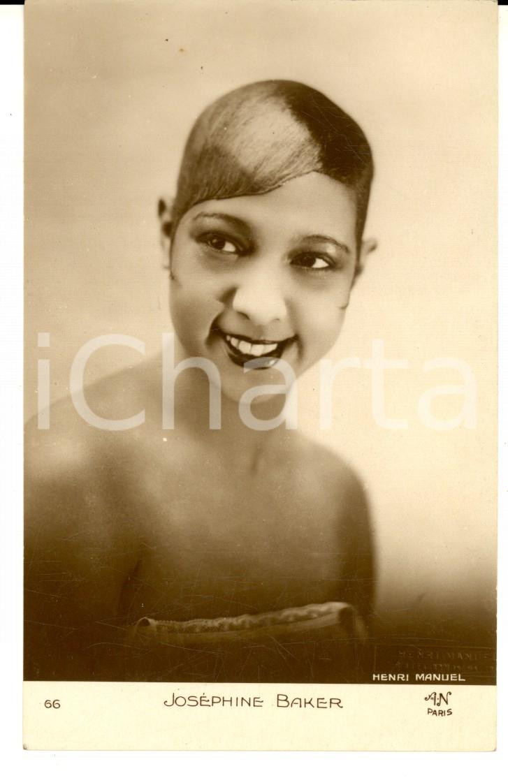 Cartolina originale da collezione 1925 ca FRANCE Portrait de Jooséphine BAKER Carte postale photo Henri MANUEL 1