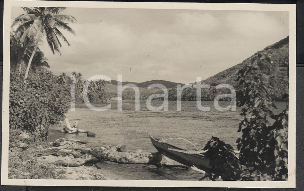 Fotografia d epoca originale 1937 HUAHINE Polinesia Veduta della baia 3 REAL PHOTO cm 13,5 x 8,5 1