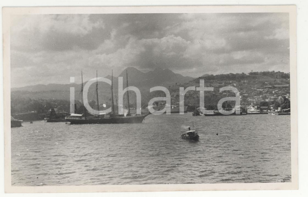 Fotografia d epoca originale 1937 FORT DE FRANCE Martinica Il porto REAL PHOTO cm 13,5 x 8,5 1