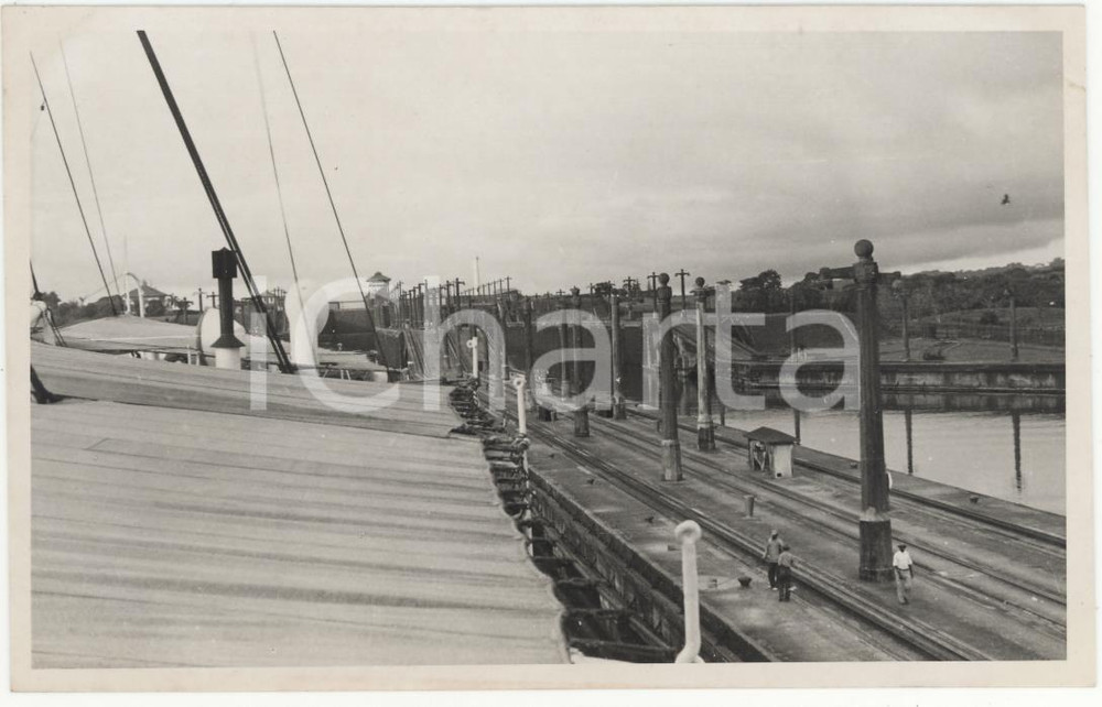 Fotografia d epoca originale 1937 CANALE DI PANAMA Dettaglio delle chiuse 4REAL PHOTO cm 13,5 x 8,5 1