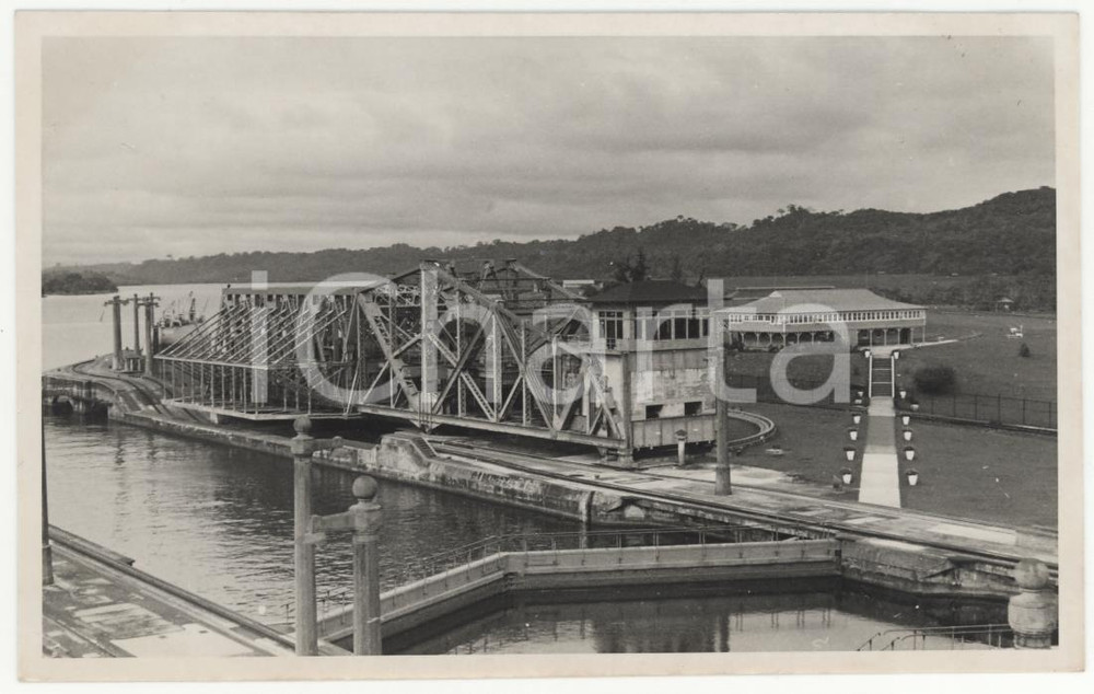 Fotografia d epoca originale 1937 PANAMA Le chiuse del canale REAL PHOTO cm 13,5 x 8,5 1