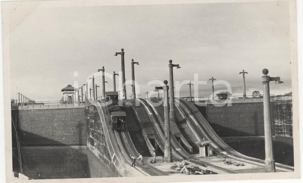 Fotografia d epoca originale 1937 PANAMA CANALE Le chiuse 4 REAL PHOTO cm 13,5 x 8,5 1