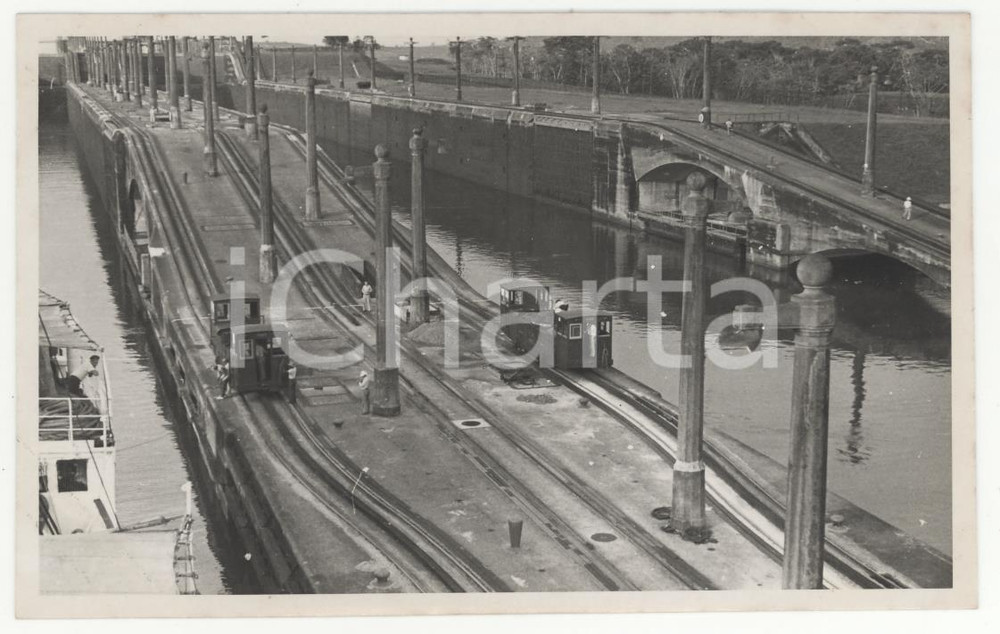 Fotografia d epoca originale 1937 PANAMA CANALE Le chiuse 3 REAL PHOTO cm 13,5 x 8,5 1