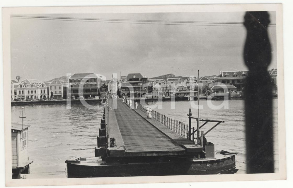 Fotografia d epoca originale 1937 CURACAO CARAIBI  Ponte mobile al porto REAL PHOTO cm 13,5 x 8,5 1