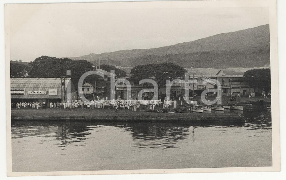 Fotografia d epoca originale 1937 TAHITI Polinesia Il porto di PAPEETE  2REAL PHOTO cm 13,5 x 8,5 1