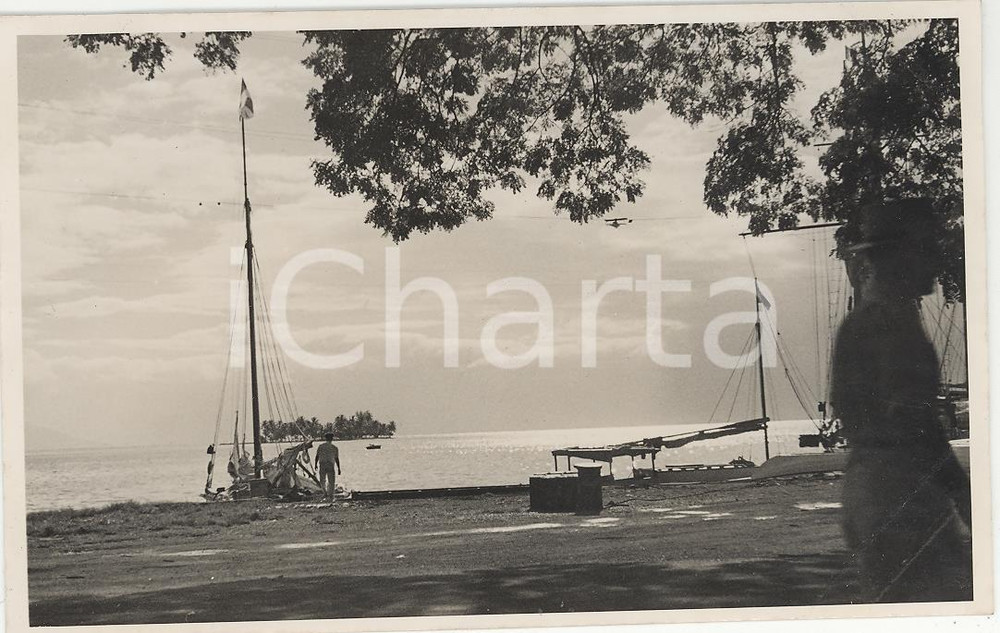 Fotografia d epoca originale 1937 PAPEETE TAHITI Polinesia Il Motu REAL PHOTO cm 13,5 x 8,5 1