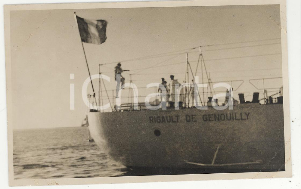 Fotografia d epoca originale 1937 Polinesia, Nave Rigault de Genouilly in navigazione 7PHOTO cm 13,5 x 8,5 1