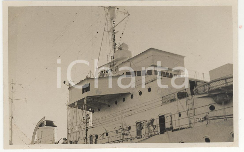 Fotografia d epoca originale 1937 Polinesia, Nave Rigault de Genouilly in navigazione 2PHOTO cm 13,5 x 8,5 1